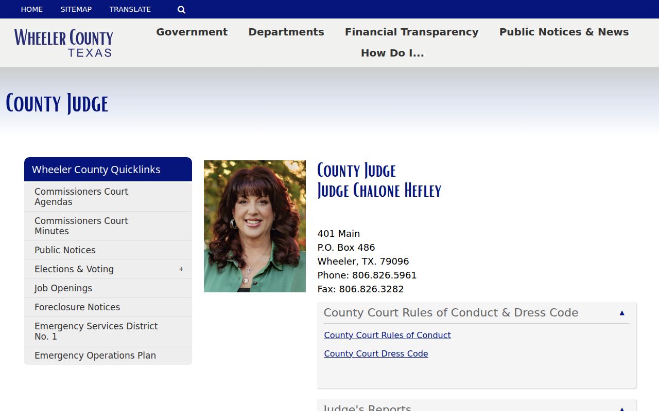 Wheeler County municipal warrant: county courthouse and judge contact page